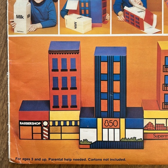 Vintage 70s Fun Covers Trucks & Downtown Milk Juice Carton Kids Craft DIY Kits - Picture 4 of 13